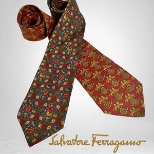 Stunning Vintage Salvatore Ferragamo Italian Silk Tie Set